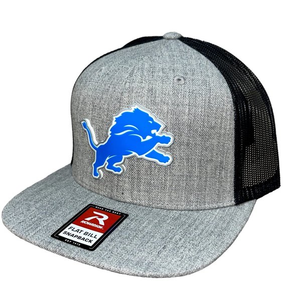Detroit Lions 3D PVC Patch Flat Bill Hat- Heather Grey/ Black - Picture 2 of 4
